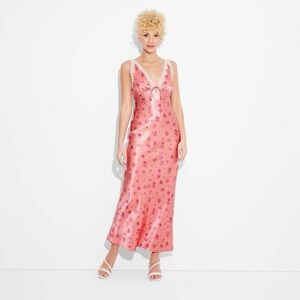 Pink Floral Satin Dress